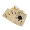 Brass Micro Pave Cubic Zirconia and Enamel Pendants, Poker, Rack Plating, Lead Free & Cadmium Free, Long-Lasting Plated, Real 18K Gold Plated, Playing Theme, 25x35x3.5mm, Hole: 5x2.5mm