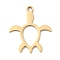 201 Stainless Steel Pendants, Tortoise Charm, Laser Cut, Real 18K Gold Plated, 18x16x1mm, Hole: 1.4mm