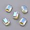 Glass Rhinestone Pendants, Faceted, Rectangle, Crystal Shimmer, 11.5x8x4.5mm, Hole: 1.4mm
