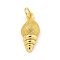 Rack Plating Brass Pendants, with Jump Ring, Long-Lasting Plated, Cadmium Free & Lead Free, Whelk, Real 18K Gold Plated, 18x8.5x4.5mm, Hole: 3mm