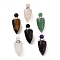 Natural Mixed Stone Openable Perfume Bottle Pointed Pendants, Faceted Bullet Perfume Bottle Charms, with Stainless Steel Color Plated 304 Stainless Steel Findings, 38~39x16mm, Hole: 1.8mm