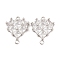 Brass Pave Clear Cubic Zirconia Connector Charms, Cadmium Free & Nickel Free & Lead Free, Heart Links, Platinum, 20x16x4mm, Hole: 1.2mm