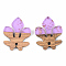 Transparent Resin & Walnut Wood Pendants, with Gold Foil, Fleur De Lis, Lilac, 28x23x3mm, Hole: 2mm