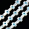 Natural White Shell Mother of Pearl Shell Beads, with Silicone, Cross with Eye, Light Sky Blue, 10x7x2.5mm, Hole: 0.9mm