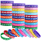 40Pcs 10 Colors Word Star Student Silicone Cord Bracelets Set Wristband, Mixed Color, Inner Diameter: 2-1/2 inch(6.3cm), 4Pcs/color