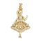 Brass Micro Pave Cubic Zirconia Pendants, Girl Charms, Long-Lasting Plated, Rack Plating, Lead Free & Cadmium Free, Real 18K Gold Plated, 31x19x4mm, Hole: 5x3mm