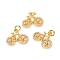 Brass Micro Pave Cubic Zirconia Pendants, with Jump Ring, Long-Lasting Plated, Bicycle, Clear, Golden, 13.5x16.5x2mm, Hole: 3mm