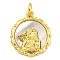Real 18K Gold Plated Brass Pendants with Shell and Jump Rings, Religion Virgin Mary, Flat Round, Cadmium Free & Lead Free, 17.5x15x3mm, Hole: 3mm