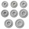 8Pcs 8 Sizes PE and Flocking Bead Design Boards, Bracelet Design Board, DIY Beading Jewelry Making Tray, Flat Round, Gray, 85~107x15~16mm, Bracelet Perimeter: 5-1/8~7-7/8 inch(13~20cm), 1pc/size