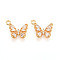 Brass Micro Pave Cubic Zirconia Charms, Butterfly, Long-Lasting Plated, Nickel Free, Real 18K Gold Plated, Clear, 15x12.5x3.5mm, Hole: 1.4mm