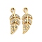UV Plating Alloy Rhinestone Pendants, Leaf Charms, Golden, 23x9x2mm, Hole: 2mm
