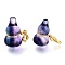 Carved Natural Fluorite Pendants, with Brass Spring Ring Clasps, Gourd/Calabash, Golden, 18~22mm, Pendant: 18.5~22x12~14.5x11mm