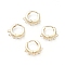 Brass Huggie Hoop Earring Findings, Ring, with Horizontal Loops, Golden, 15x14.5x2.5mm, Hole: 1mm, pin: 1mm