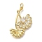 Rack Plating Brass Micro Pave Cubic Zirconia Pendants, Cadmium Free & Lead Free, Long-Lasting Plated, Leaf, Real 18K Gold Plated, 15x27x3mm, Hole: 3mm