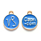 Alloy Enamel Pendants, Cadmium Free & Lead Free, Flat Round with Constellation, Light Gold, Dodger Blue, Capricorn, 22x18x2mm, Hole: 1.5mm