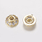Brass Micro Pave Cubic Zirconia Bead Cap, Cadmium Free & Lead Free, Apetalous, Golden, 8x3.5mm, Hole: 2.5mm