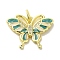 Brass Enamel Micro Pave Cubic Zirconia Pendants, Cadmium Free & Nickel Free & Lead Free, Real 18K Gold Plated Butterfly Charms, with Jump Ring, Cadet Blue, 18x23.5x2.5mm, Hole: 4.2mm