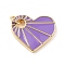 Rack Plating Brass Enamel Pendants, with Jump Ring, Long-Lasting Plated, Real 18K Gold Plated, Heart, Lilac, 17x16x2mm, Jump Ring: 5x0.9mm, 3mm Inner Diameter