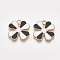 Alloy Pendants, Cadmium Free & Lead Free, with Enamel, Clover, Black & White, Light Gold, 20x19x1mm, Hole: 1.8mm