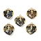Natural Labradorite Faceted Pendants, with Rack Plating Brass Teardrop Charms, Golden, 22.5x19x8mm, Hole: 1.6mm
