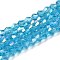 Transparent Electroplate Glass Beads Strands, AB Color Plated, Faceted, Bicone, Deep Sky Blue, 3.5~3.8mm, about about 107~110pcs/strand, 32.5~34cm