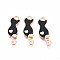 Alloy Enamel Pendants, Cadmium Free & Lead Free, Cat with Heart, Black, 24.5x8.5x2mm, Hole: 1.8mm