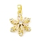 Rack Plating Brass Clear Cubic Zirconia Pendants, Christmas Snowflake Rotatable Charms, Long-Lasting Plated, Lead Free & Cadmium Free, Real 18K Gold Plated, 19.5x15x7mm, Hole: 5x3mm
