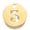 304 Stainless Steel Pendants, Cut-Out, Hollow, Flat Round with Number, Golden, Num.3, 19x1.5mm, Hole: 2.5mm
