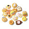 16Pcs 16 Styles Opaque Resin Pendants, Imitation Food, Mixed Shapes, with Platinum Tone Iron Loop, Mixed Color, 21x17x7.5mm, Hole: 1.8mm, 1pc/style
