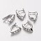 Platinum Color Brass Bails, Ice Pick & Pinch, with Middle East Rhinestone, Nickel Free, about 4mm wide, 12mm long, 8mm thick