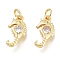 Brass Micro Pave Clear Cubic Zirconia Charms, with Jump Ring, Sea Horse, Golden, 12.5x6.5x2.5mm, Hole: 1.5mm, Jump Rings: 3.5x0.8mm