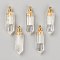 Faceted Natural Quartz Crystal Pointed Pendants, Rock Crystal Pointed Pendants, Openable Perfume Bottle, with Golden Tone Brass Findings, Bullet, 46~47x13~14x11~12mm, Hole: 4.5mm, capacity: 1ml(0.03 fl. oz)