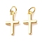Brass Pendants, with Jump Ring, Cadmium Free & Lead Free, Cross, Real 18K Gold Plated, 15x8x1.5mm, Hole: 3.5mm