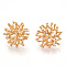 Brass Stud Earring Findings, for DIY Earring Making, with Loop, Nickel Free, Real 18K Gold Plated, Coral, 20~21x20~21mm, Hole: 1.2mm, Pin: 0.8mm