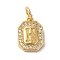 Real 18K Gold Plated Brass Micro Pave Clear Cubic Zirconia Pendants, with Jump Ring, Long-Lasting Plated, Lead Free & Cadmium Free, Letter Charms, Letter H, 12x8.5x2mm, Hole: 3mm