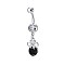 Piercing Jewelry, Brass Cubic Zirconia Navel Ring, Navel Ring Belly Rings, with 304 Stainless Steel Bar, Lead Free & Cadmium Free, Flat Round, Platinum, Black, 46x10mm, Bar Length: 3/8