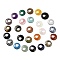 Natural & Synthetic Mixed Gemstone Pendants, Donut/Pi Disc Charms, Mixed Dyed and Undyed, 27.5~28x4.5~5.5mm