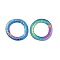 Ion Plating(IP) 304 Stainless Steel Linking Ring, Hammered Round Ring, Rainbow Color, 32.5x1.5mm, Hole: 20.5mm