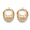 Brass Chandelier Component Links, Hollow, Nickel Free, Octagon, Real 18K Gold Plated, 22.5x17x6mm, Hole: 1.4mm