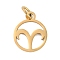 Ion Plating(IP) 304 Stainless Steel Charms, with Jump Ring, Laser Cut, Real 18K Gold Plated, Ring with Constellation Charm, Aries, 13.5x11x1mm, Hole: 3mm