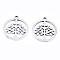Non-Tarnish 201 Stainless Steel Pendants, Laser Cut, Ring with Tree of Life, Stainless Steel Color, 17x15x1mm, Hole: 1.4mm