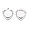 304 Stainless Steel Pendant Cabochon Component, Heart with Round Bezel Cup Settings, Stainless Steel Color, Tray: 18~18.5mm, 30.5x25.5x2.5mm, Hole: 2.7mm