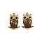 304 Stainless Steel Rhinestone Pendants, Enamel Style, Owl, Ion Plating(IP), Real 18K Gold Plated, 16.5x11.5x3.5mm, Hole: 1.5mm