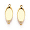 304 Stainless Steel Connector Cabochon Settings, Oval, Ion Plating(IP), Real 18K Gold Plated, Tray: 10x4.5mm, 15x5.5x2mm, Hole: 1~1.2mm