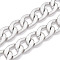 Aluminum Textured Curb Chains, Cuban Link Chains, Unwelded, Platinum, 31.5x23.5x5.5mm