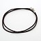 Leather Cord Necklace Making, with Brass Lobster Claw Clasps and Brass Tail Chains, Coconut Brown, 18~18.5 inch
