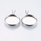 Tarnish Resistant 304 Stainless Steel Pendant Cabochon Settings, Plain Edge Bezel Cups, Flat Round, Stainless Steel Color, Tray: 14mm, 20.5x16x2mm, Hole: 2x3mm