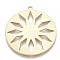 Aluminium Big Pendants, Laser Cut Big Pendants, Flat Round with Sun, Gold, 64x59x2mm, Hole: 3mm