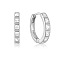 S925 Sterling Silver Circle Hoop Earrings, with Rhinestone, Silver, 11x2mm