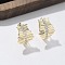 Brass Clear Cubic Zirconia Hoop Earrings, Real 18K Gold Plated, 15.5x13x12.5mm